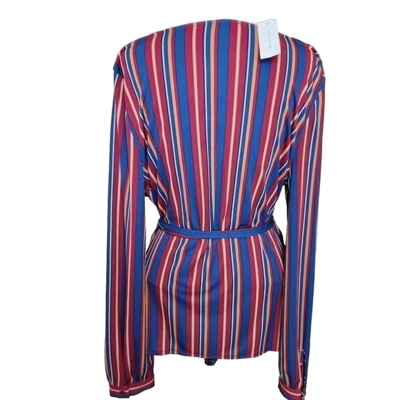 Ann Taylor Striped V-neck Blouse - Picture 3 of 7